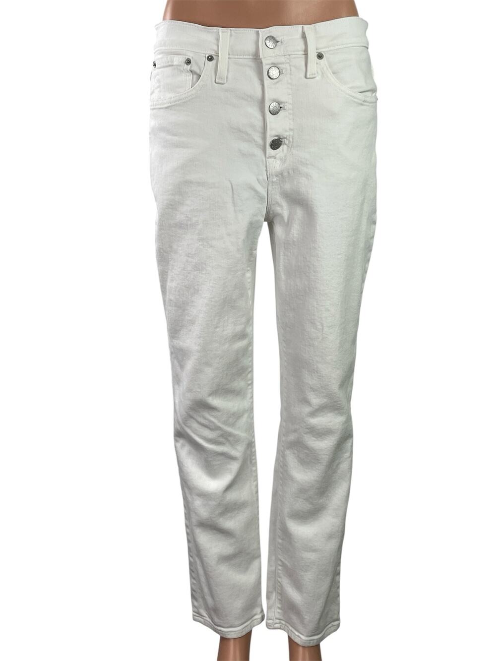 J.Crew Essentials Women's White High Rise Straight Leg Denim Jeans Pants Size 29